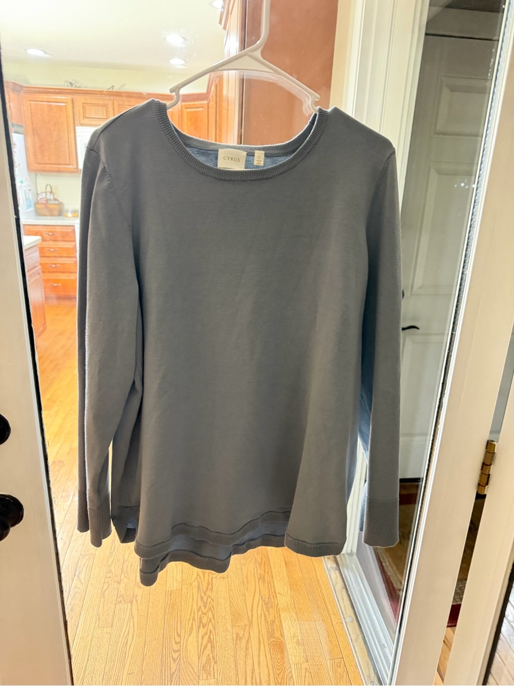 Cyrus Slate Blue Crewneck Tunic Sweater Large